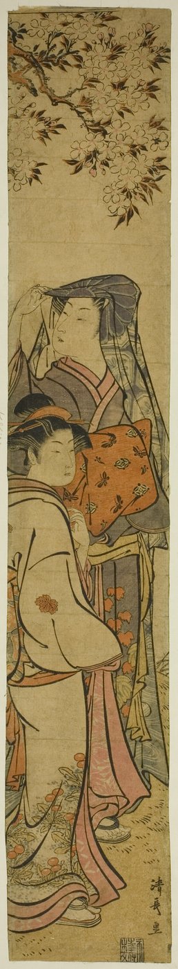 Dos mujeres viendo cerezos en flor de Torii Kiyonaga