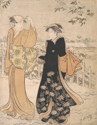 Dos mujeres en la colina Matsuchi Edo, ca. 1784 de Torii Kiyonaga