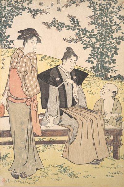Viendo el trébol en Hagidera de Torii Kiyonaga