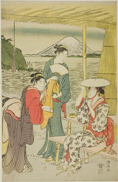 Visitantes a Enoshima de Torii Kiyonaga
