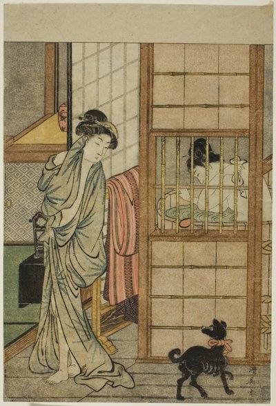 Mujer después de un baño, de "Comparación de bellezas seductoras (Irokurabe enpu sugata)" de Torii Kiyonaga