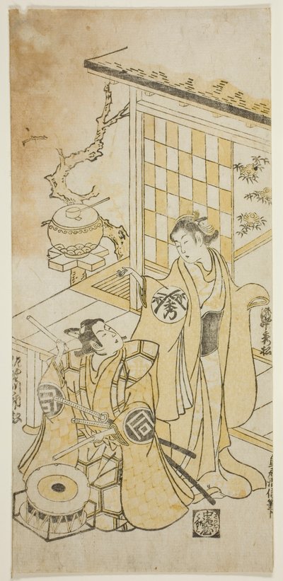 Los Actores Takinaka Hidematsu I y Sanogawa Ichimatsu I de Torii Kiyonobu II