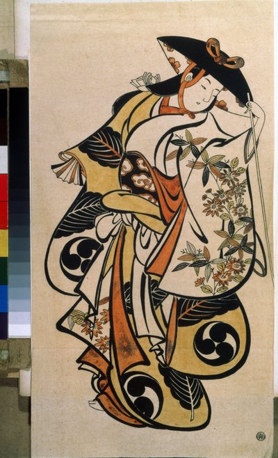 Actor masculino interpretando a la mujer. Impresión de Torii Kiyonobu el Viejo (1664-1729) de Torii Kiyonobu I