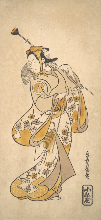 Ichikawa Monnosuke como un Sarumawashi o exhibidor de monos, ca. 1720-25 de Torii Kiyonobu I