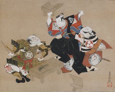 Los actores Ichikawa Danjuro II como Soga no Goro y Ogawa Zengoro como Kudo Suketsune, ca. 1715 de Torii Kiyonobu I