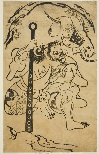 El actor Yamanaka Heikuro I como un demonio de Torii Kiyonobu I