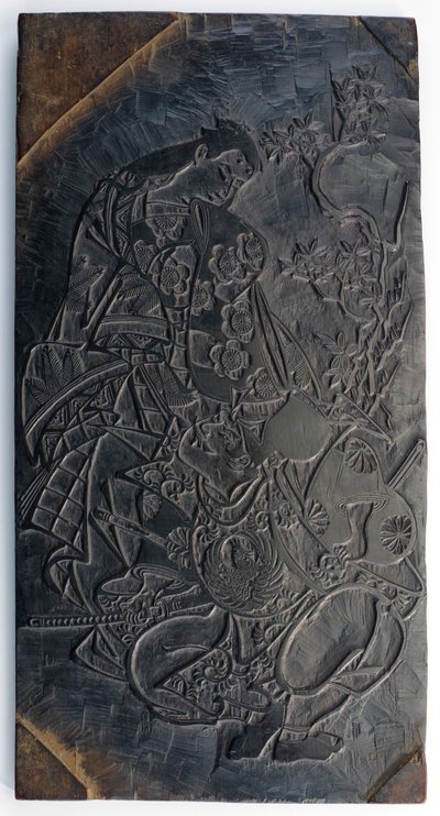 Bloque de madera, recto: una Oiran lanzando una pelota de mano, período Edo, ca.1685-1729 de Torii Kiyonobu I