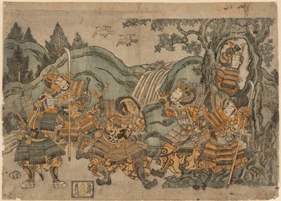 Minamoto no Yoritomo escondido en un árbol de Torii Kiyoshige