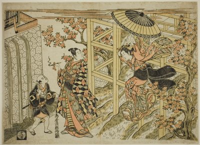 Chica saltando desde el templo Kiyomizu de Torii Kiyotsune