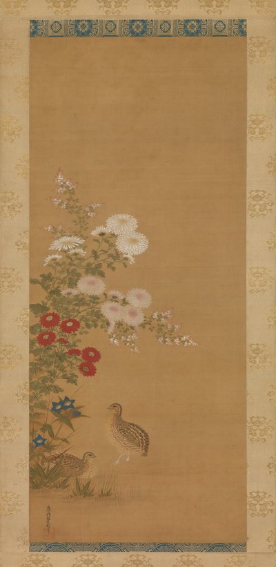 Codorniz y flores de otoño, finales del siglo XVII de Tosa Mitsuoki