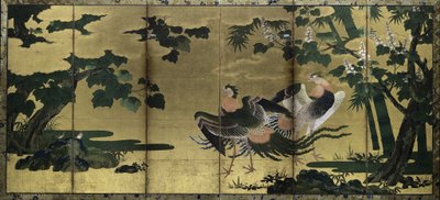 Fénixes y Paulownia, finales de 1500 de Tosa Mitsuyoshi