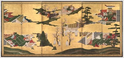 Escenas del cuento de Genji, finales de 1700 de Tosa School