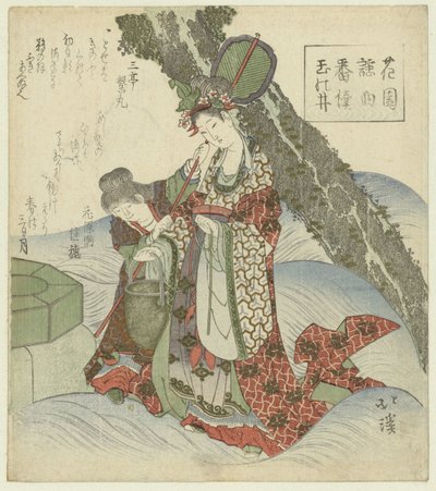 la fuente de las joyas Tama no i (título sobre objeto) Una serie de canciones Nô para la Sociedad de Poesía Hanazono (título de la serie) Hanazono yôkyoku bantsuzuki (título de la serie sobre el objeto) de Totoya Hokkei