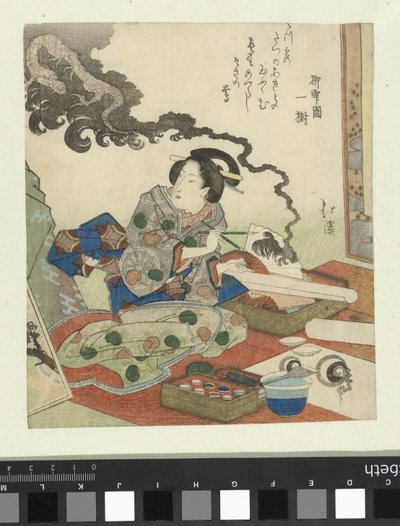 Dragón saliendo de un abanico de Totoya Hokkei