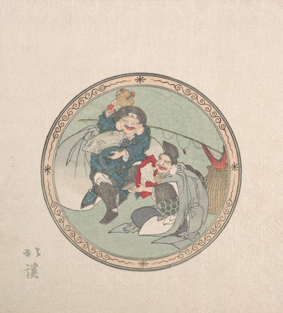 Ebisu y Daikoku, dos de los siete dioses de la buena fortuna, siglo XIX de Totoya Hokkei