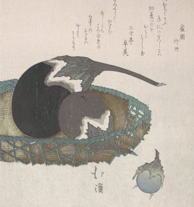 Berenjenas en una cesta, siglo XIX de Totoya Hokkei