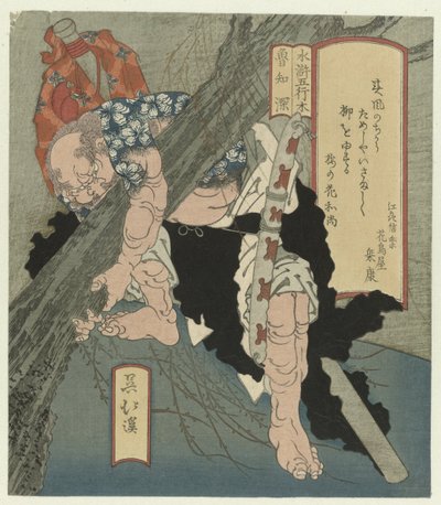Madera: Rôchishin arranca un árbol Ki: Rôchishin (título sobre objeto) Los cinco elementos y el Suikoden (título de la serie) Suiko goyô (título de serie sobre objeto) de Totoya Hokkei