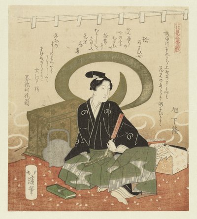 hombre con ventilador Pentáptico sobre admirar las flores (título de la serie) Hanami gobantsuzuki (título de la serie sobre el objeto) de Totoya Hokkei
