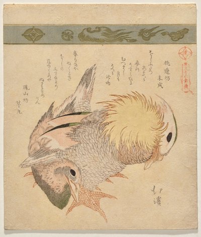 Par de patos mandarines de Totoya Hokkei