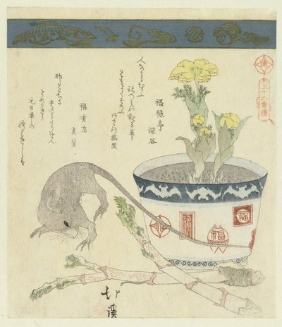 Rata y ven con adonis Una serie de treinta y seis pájaros (título de la serie) Sanjûrokutoritsukushi (título de la serie sobre el objeto) de Totoya Hokkei