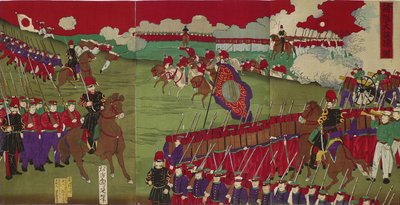 Las Grandes Maniobras de Entrenamiento por Varios Cuerpos del Ejército Shotai dai choren no zu de Toyohara Chikanobu