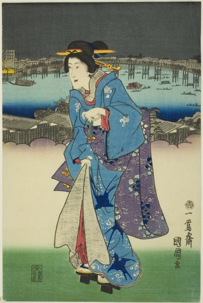 Diversiones nocturnas en Ryogoku en la capital oriental (Toto Ryogoku yoasobi no zu) de Toyohara Kunichika