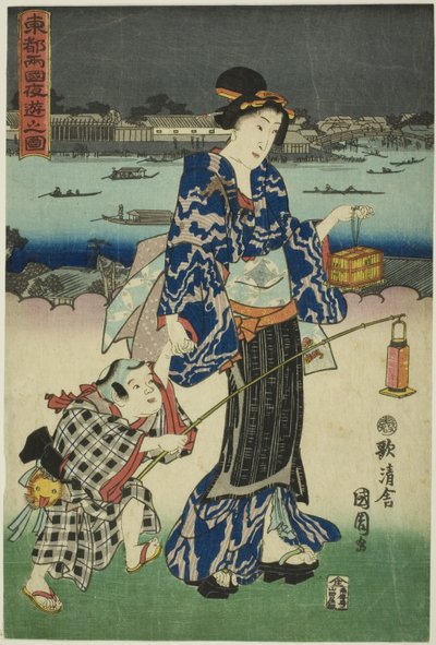 Diversiones Nocturnas en Ryogoku en la Capital Oriental (Toto Ryogoku yoasobi no zu) de Toyohara Kunichika