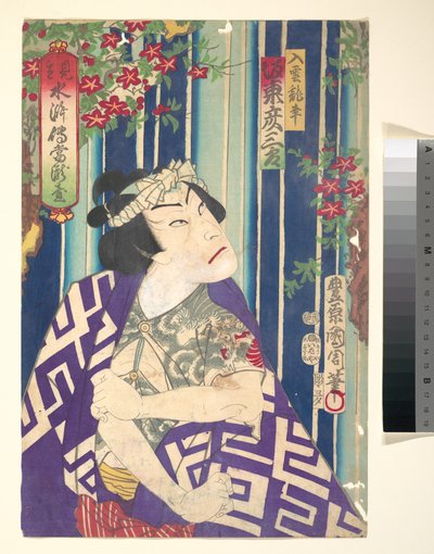 Imaginäres Porträt, Shuihuzhuan der Bühne: Tōryūdai - Schauspieler, Bandō Hikozaburō als Nyūunryū de Toyohara Kunichika