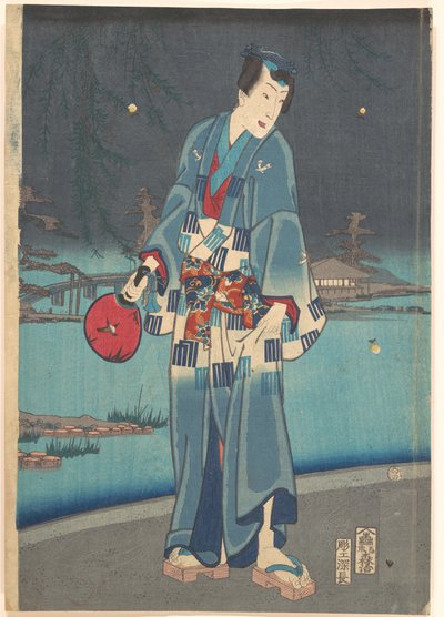 Genji moderno - Contemplación de luciérnagas (Imayō Genji Shiken Hotaru Asobi) de Toyohara Kunichika