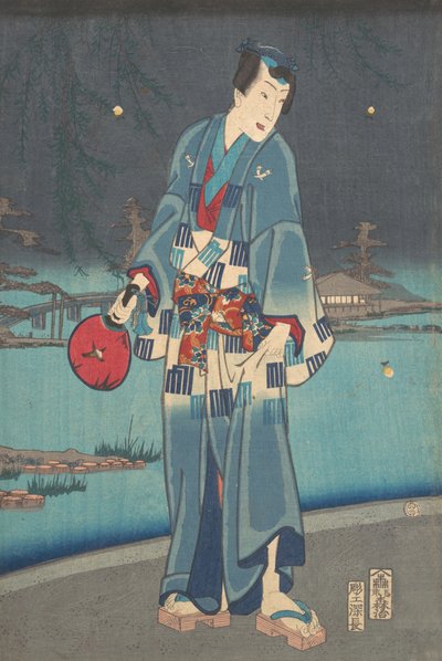 Genji moderno - Observación de luciérnagas Imayo genji shiken hotaru asobi, 1861 de Toyohara Kunichika