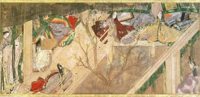 El cuento de Genji" ("Genji Monogatari"), novela del siglo X sobre la vida romántica del príncipe Genji, ilustración de Hikokuni Tokugawa II (fl.1821-24), pub. siglo XIX de Toyokawa Hikokuni