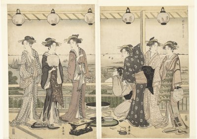 escena de verano Natsu kei (título sobre objeto) Las cuatro estaciones en el sur (título de la serie) Minami shiki (título de la serie en el objeto) de Toyokuni (II) , Utagawa