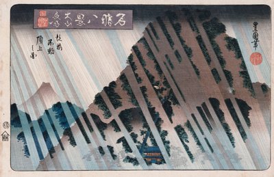 Lluvia nocturna, Oyama, de la serie "Ocho vistas de lugares famosos" de Toyokuni II