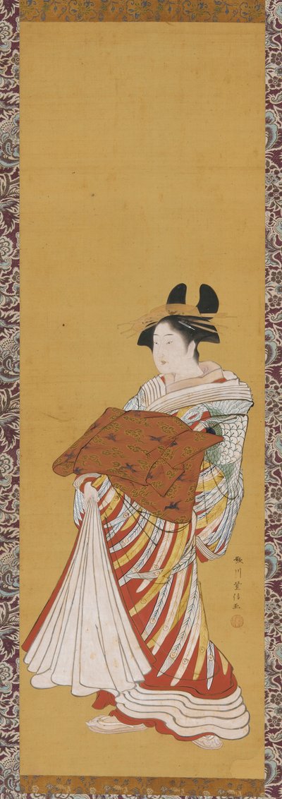 Yujo en desfile, finales del siglo XVIII de Toyonobu Utagawa