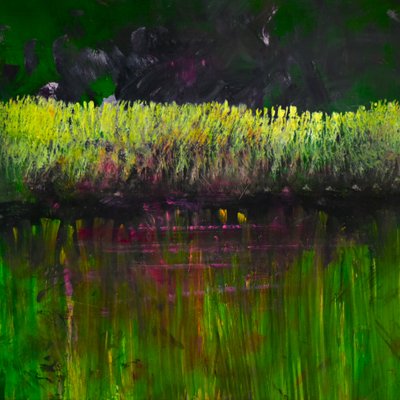 Marsh- Nocturno, 2017 (óleo sobre panel) de Tracy Lambros