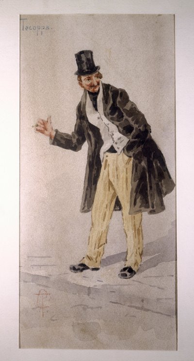 Personaje de Tecoppa creado por el actor milanés Edoardo Ferravilla en 1874, acuarela de Tranquillo Cremona de Tranquillo Cremona