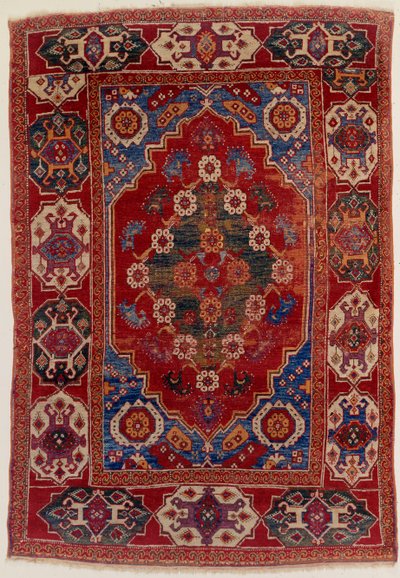 Una alfombra de Transilvania con motivos florales sobre un fondo rojo ladrillo, finales del siglo XVII de Transylvannian School