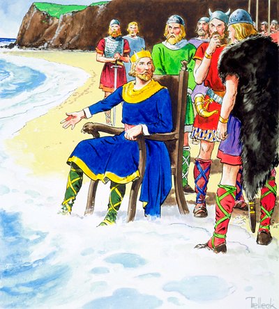 El rey Canuto fallando en detener las olas, principios del siglo XI c1900 de Trelleek