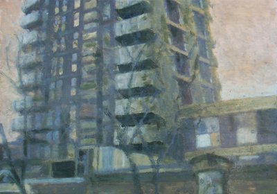 Un lugar para vivir 19, 2011 (óleo sobre contrachapado) de Trevor Burgess