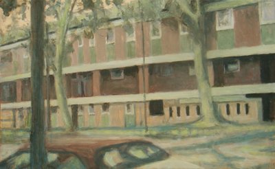 Un lugar para vivir 24, 2012 (óleo sobre contrachapado) de Trevor Burgess