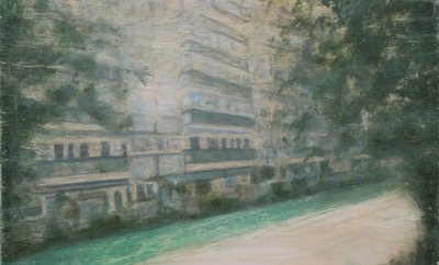 Un lugar para vivir 52, 2013 (óleo sobre contrachapado) de Trevor Burgess
