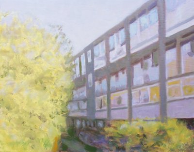 Un lugar para vivir 53, 2013 (óleo sobre contrachapado) de Trevor Burgess