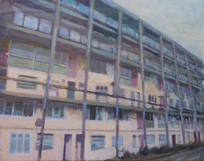 Un lugar para vivir 60, 2013 (óleo sobre contrachapado) de Trevor Burgess
