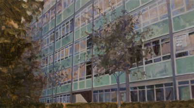 Un lugar para vivir L6, 2013 (óleo sobre contrachapado) de Trevor Burgess