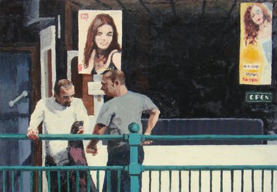 Conversación, 2006 (óleo sobre tabla) de Trevor Burgess
