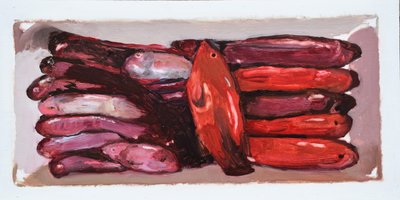 Caja de pescado 2 (Billingsgate, Londres), 2016 (óleo sobre tabla) de Trevor Burgess