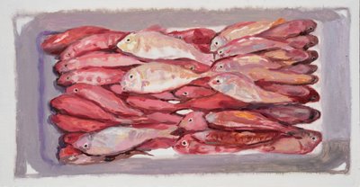 Caja de pescado 4 (Billingsgate, Londres), 2016 (óleo sobre tabla) de Trevor Burgess