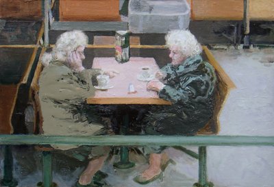 Over a cuppa, 2010 (óleo sobre tabla) de Trevor Burgess
