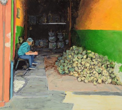 Trilogía de la piña 1 (San José, Costa Rica), 2018 (óleo sobre tabla) de Trevor Burgess