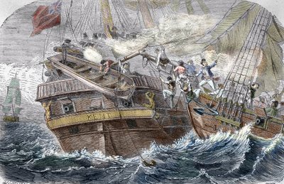 Capture of the Kent" by the French privateer Robert Surcouf (1773-1827) on the ship "La Confidence" on 7/10/1800 in the Gulf of Bengal" (Combate entre el corsario francés Confidence (Robert Surcouf) y el HMS Kent en la bahía de Bengala, 7 de octubre de 180 de Trichon (after)